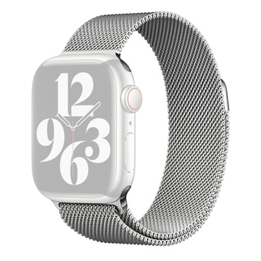 (Silver) Milanese Magnetic Watch Band For Apple Watch Series 11 10 42Mm / 9 8 7 41Mm / Se3 Se2 Se 6 5 4 40Mm / 3 2 1 38Mm S Silver 6914297691329