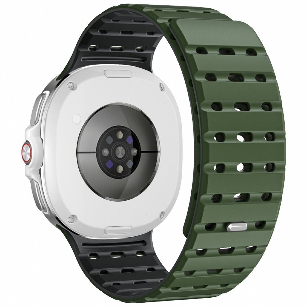 (Army +Black) Watchband For Samsung Galaxy Watch8 44Mm / 40Mm / Watch8 Classic 46Mm Breathable Magnetic Silicone Strap Green/Black 6914295127950