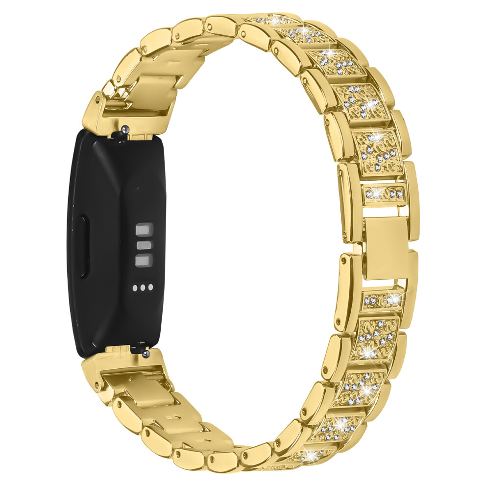 (Gold) Electroplate Color Slim Band For Fitbit Inspire 2 / Inspire / Inspire Hr Metal Watch Strap With Rhinestones Decor Gold 6914297314594