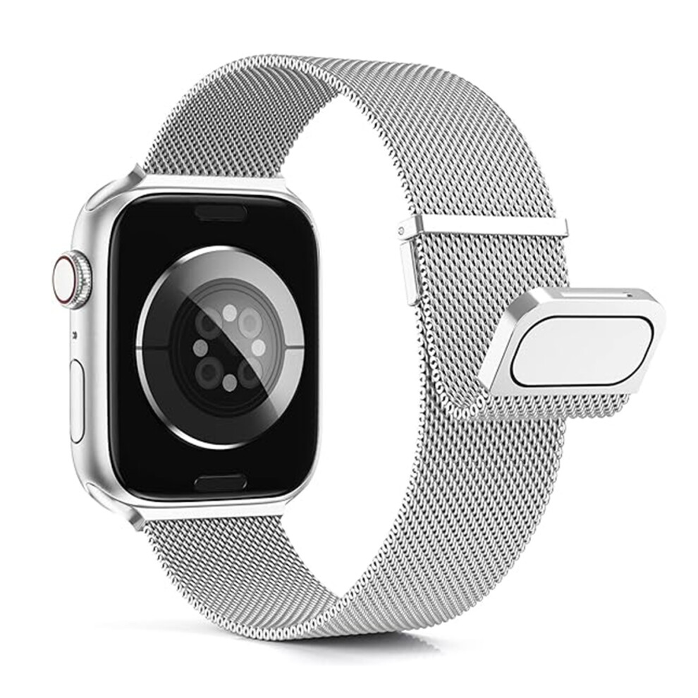 (Silver) Magnetic Strap For Apple Watch Series 11 10 42Mm / 9 8 7 41Mm / Se3 Se2 Se 6 5 4 40Mm / 3 2 1 38Mm Milanese Loop S Silver 6914296645347