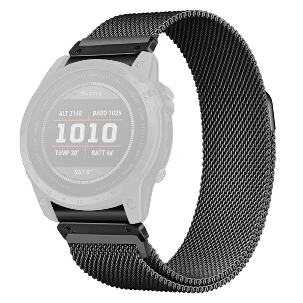(Black) 26Mm Quick Release Strap For Garmin Fenix 8 Pro Amoled 51Mm / 8 51Mm / Enduro 3 / Enduro 2 Milanese Stainless Steel Magn Black 6914292828546