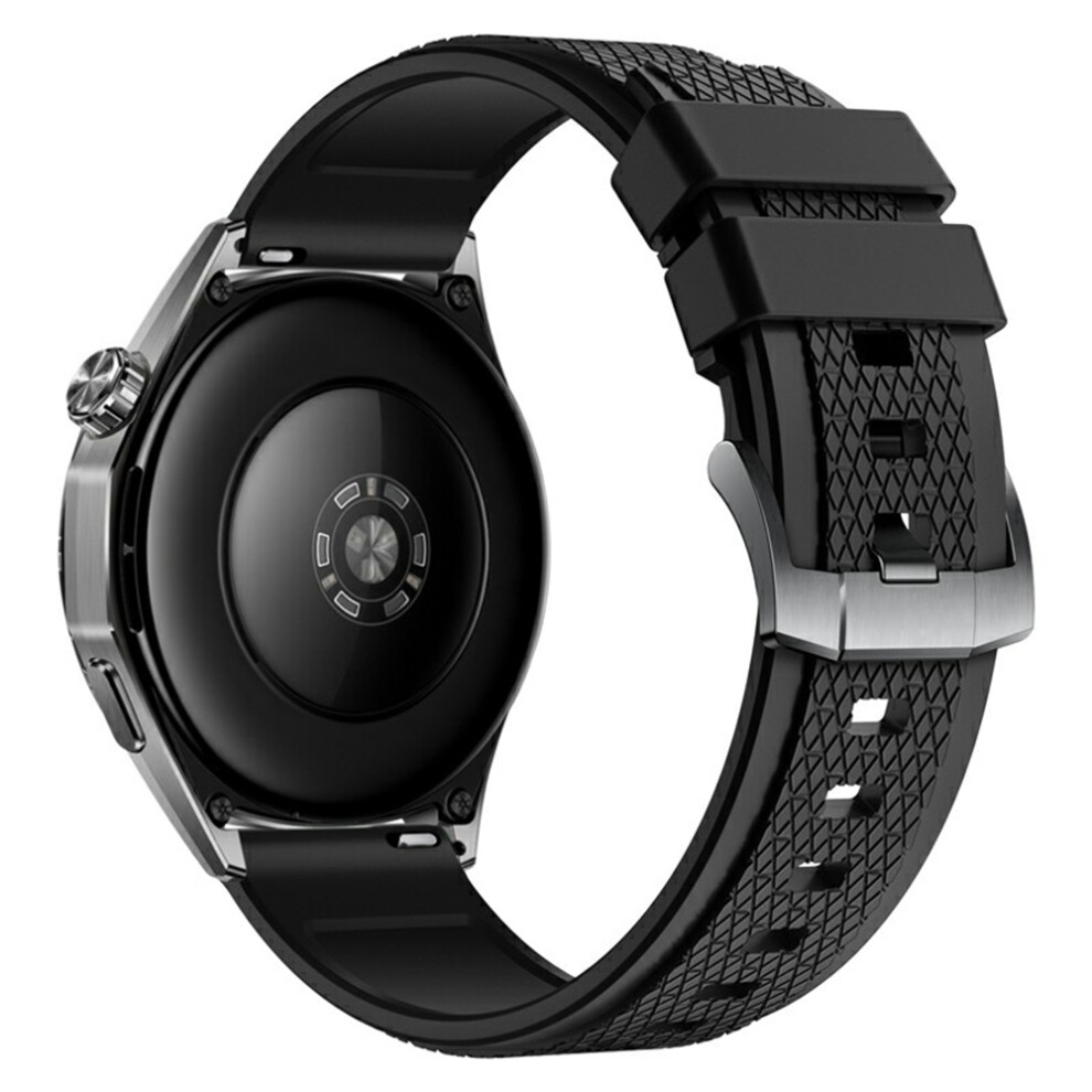 (Black) 22Mm Cross Textured Fluorubber Strap For Huawei Watch Gt 6 / 5 Pro / 5 46Mm Replacement Watch Band Black 6914297617916
