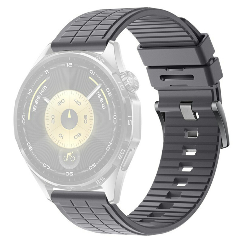 (Grey) 22Mm Block Textured Fluorubber Strap For Huawei Watch Gt 6 / 5 Pro / 5 46Mm Replacement Watch Band Grey 6914298964163