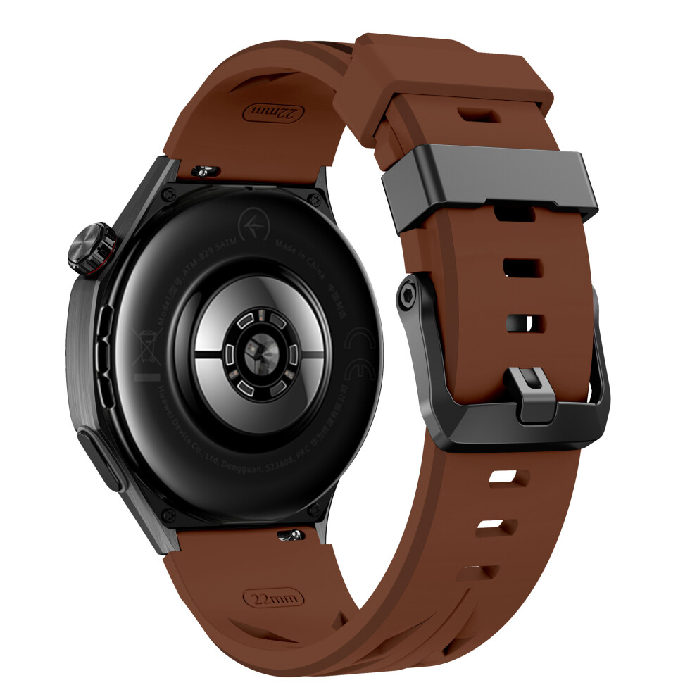 (Brown) 22Mm Groove Design Silicone Strap For Samsung Galaxy Watch3 45Mm / Watch 46Mm / Huawei Watch Gt 6 46Mm Multi Hole Adjust Brown 6914293971180