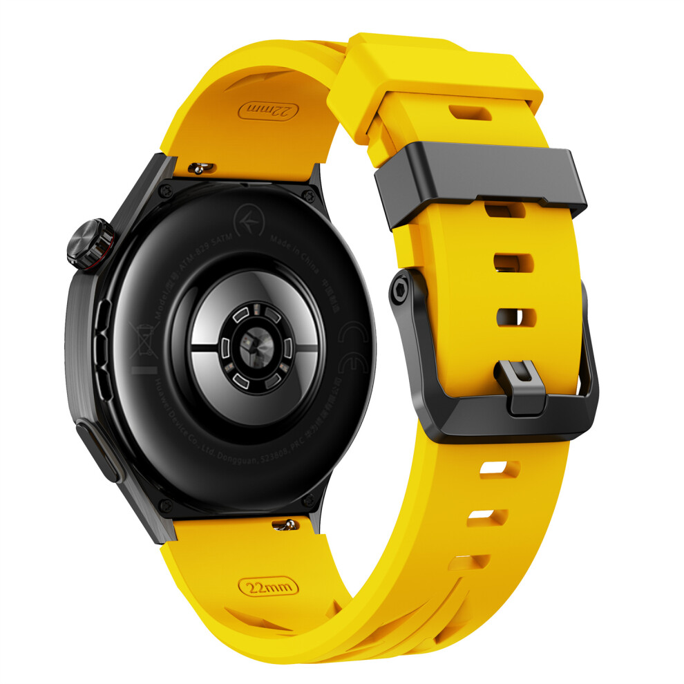 (Yellow) 22Mm Groove Design Silicone Strap For Samsung Galaxy Watch3 45Mm / Watch 46Mm / Huawei Watch Gt 6 46Mm Multi Hole Adjust Yellow 6914297632520