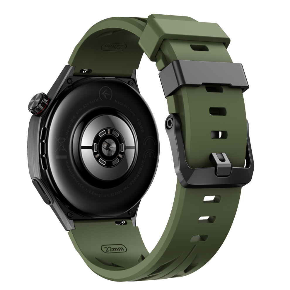 (Army ) 22Mm Groove Design Silicone Strap For Samsung Galaxy Watch3 45Mm / Watch 46Mm / Huawei Watch Gt 6 46Mm Multi Hole Adjust Green 6914297779829