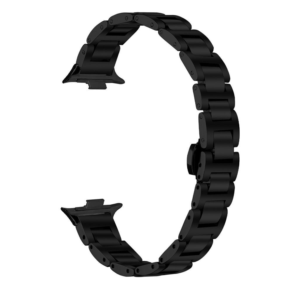 (Black) Watch Band For Xiaomi Smart Band 9 Pro / 8 Pro / Redmi Watch 5 / 4 Butterfly Clasp Three Bead Stainless Steel Elec Black 6914299093282