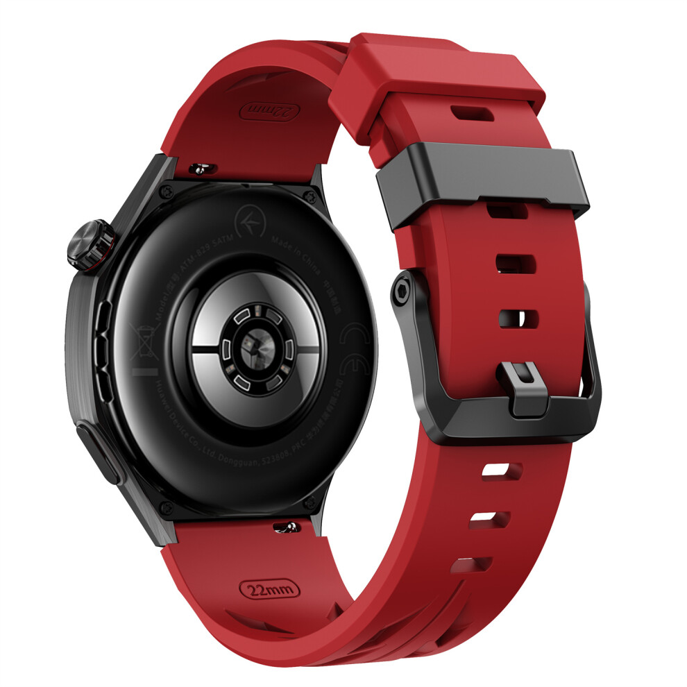 (Red) 22Mm Groove Design Silicone Strap For Samsung Galaxy Watch3 45Mm / Watch 46Mm / Huawei Watch Gt 6 46Mm Multi Hole Adjust Red 6914294955929