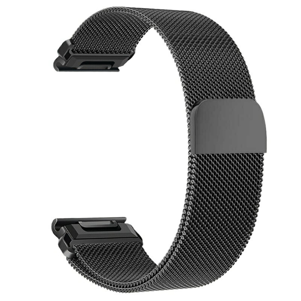 (Black) 26Mm Integrated Quick Release Strap For Garmin Fenix 8 Pro Amoled 51Mm / 8 51Mm / Enduro 3 / Enduro 2 Milanese Stainless Black 6914297788715