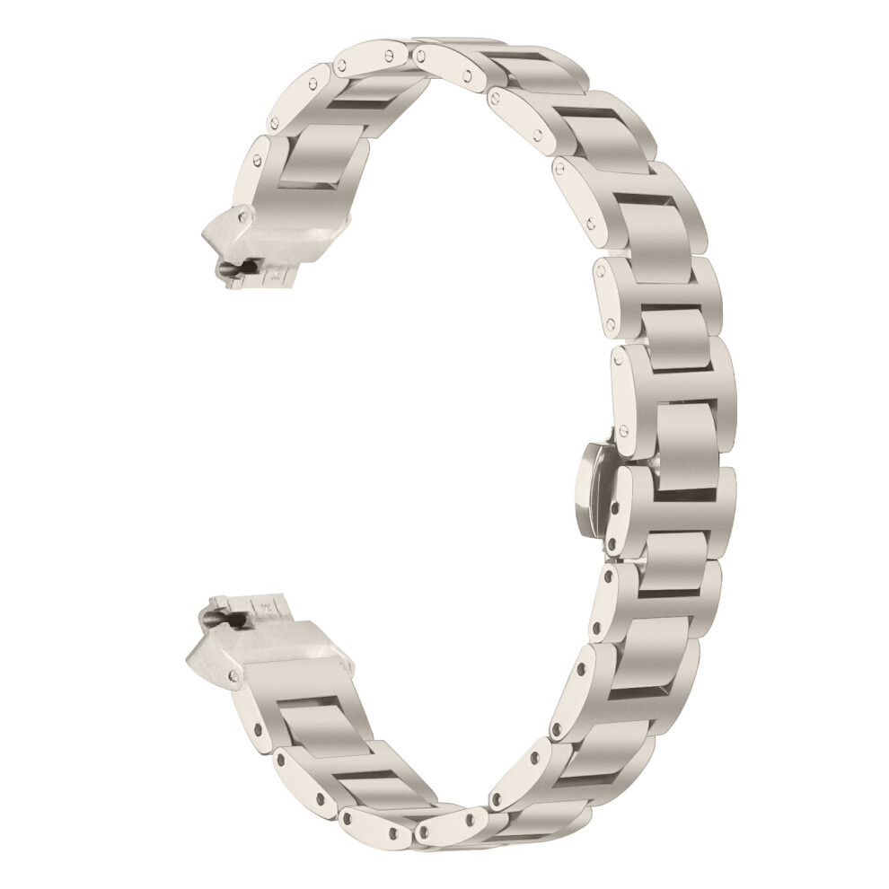 (Starlight) Watch Band For Fitbit Inspire / Inspire 2 / Inspire Hr Butterfly Clasp Three Bead Stainless Steel Electroplated Stra 6914294473874