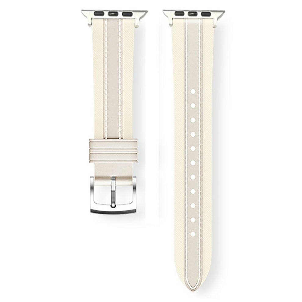 (Starlight) Color Matching Genuine Leather Strap For Apple Watch Series 11 10 42Mm / 9 8 7 41Mm / Se3 Se2 Se 6 5 4 40Mm / 3 2 6914293273987