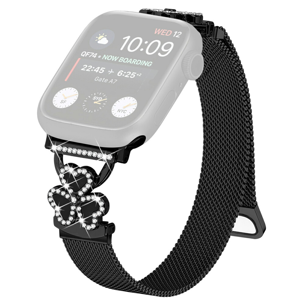 (Black+ Shell) Electroplated Milanese Strap For Apple Watch Series 11 10 42Mm / 9 8 7 41Mm / Se3 Se2 Se 6 5 4 40Mm / 3 2 1 38Mm H Black 6914296594027