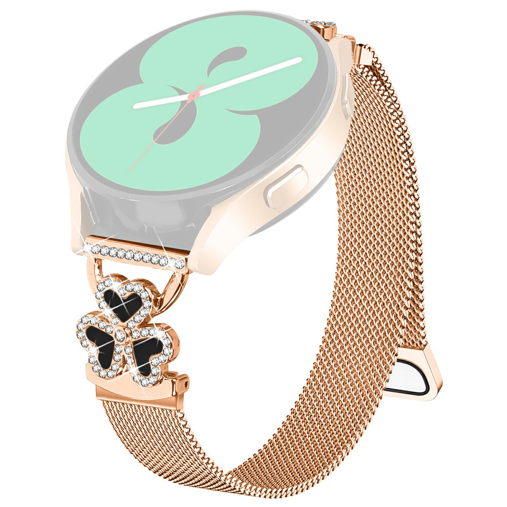 (Rose + Shell) 20Mm Electroplated Milanese Strap For Samsung Galaxy Watch Active2 / Active / Watch4 / Watch 5 / Watch6 / Watch7 40Mm / Gold/Black 6914299727439