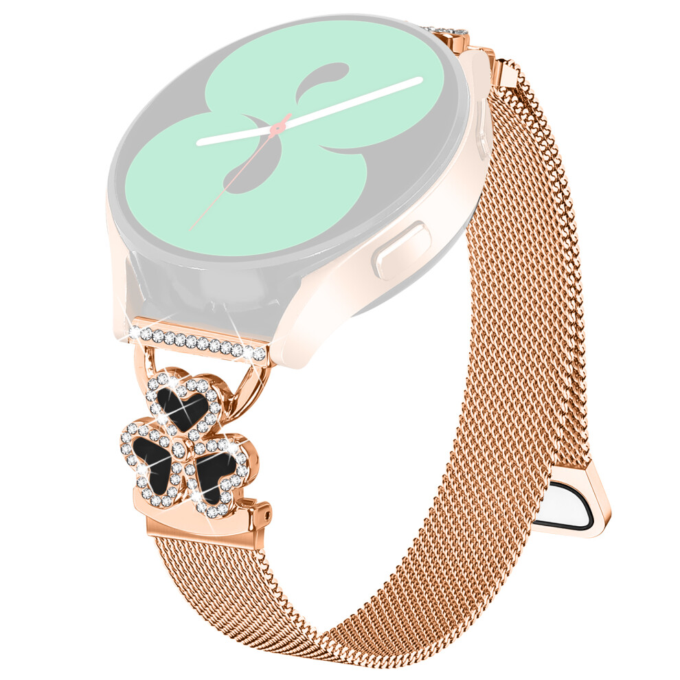 (Rose + Shell) Electroplated Milanese Strap For Coros Pace 2 / Apex 42Mm / Huawei Watch Gt 3 42Mm / Gt 2 42Mm / Ticwatch Gth Heart Clov Gold/Black 6914292920011