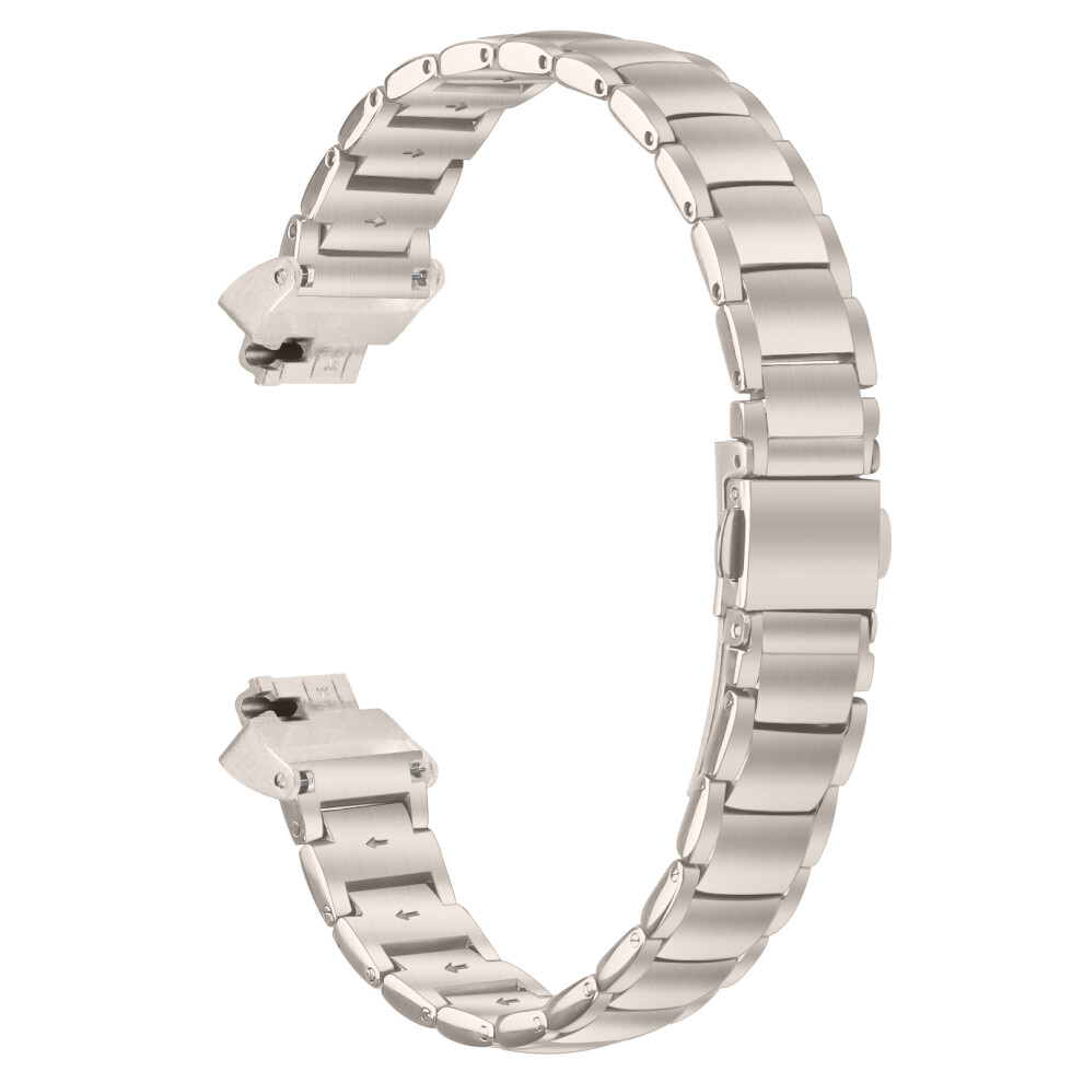 (Starlight) Electroplated Stainless Steel Band For Fitbit Inspire / Inspire 2 / Inspire Hr Faux Three-Bead Watch Strap 6914290097340