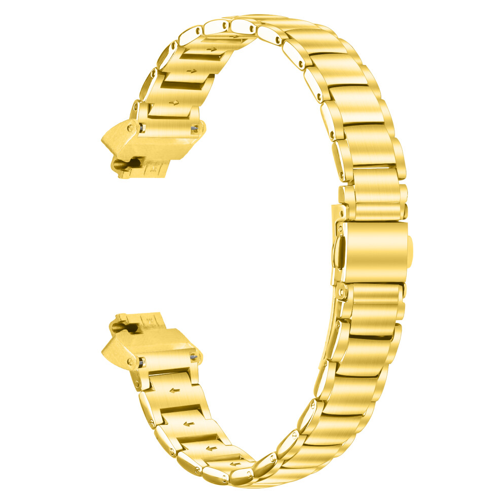 (Gold) Electroplated Stainless Steel Band For Fitbit Inspire / Inspire 2 / Inspire Hr Faux Three-Bead Watch Strap Gold 6914295314633