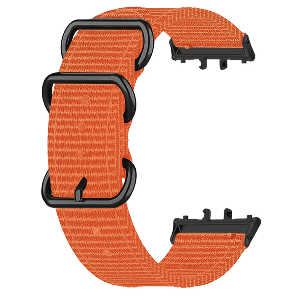 (Orange) For Honor Watch X5 Watch Band Triple Ring Nylon Woven Strap Orange 6914293705860