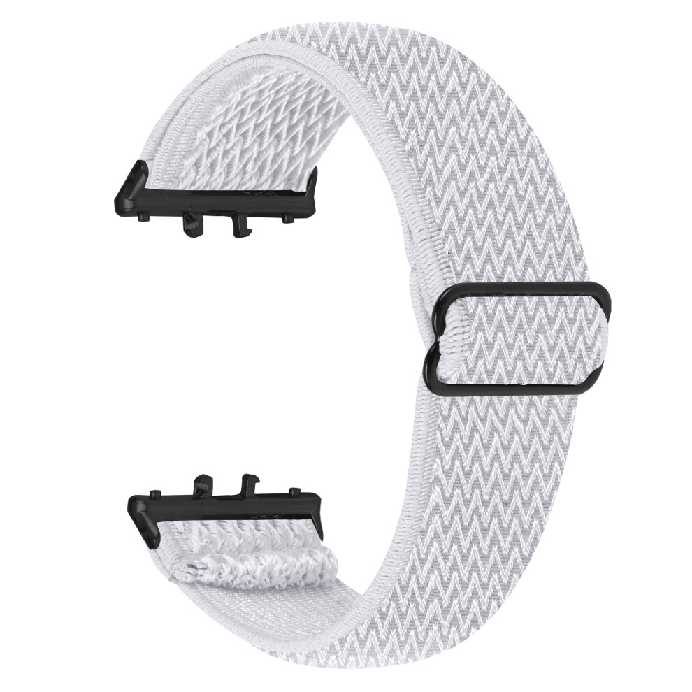 (White) For Honor Watch X5 Watch Band Wave Pattern Nylon Woven Strap With Black Connector White,Black 6914295735247