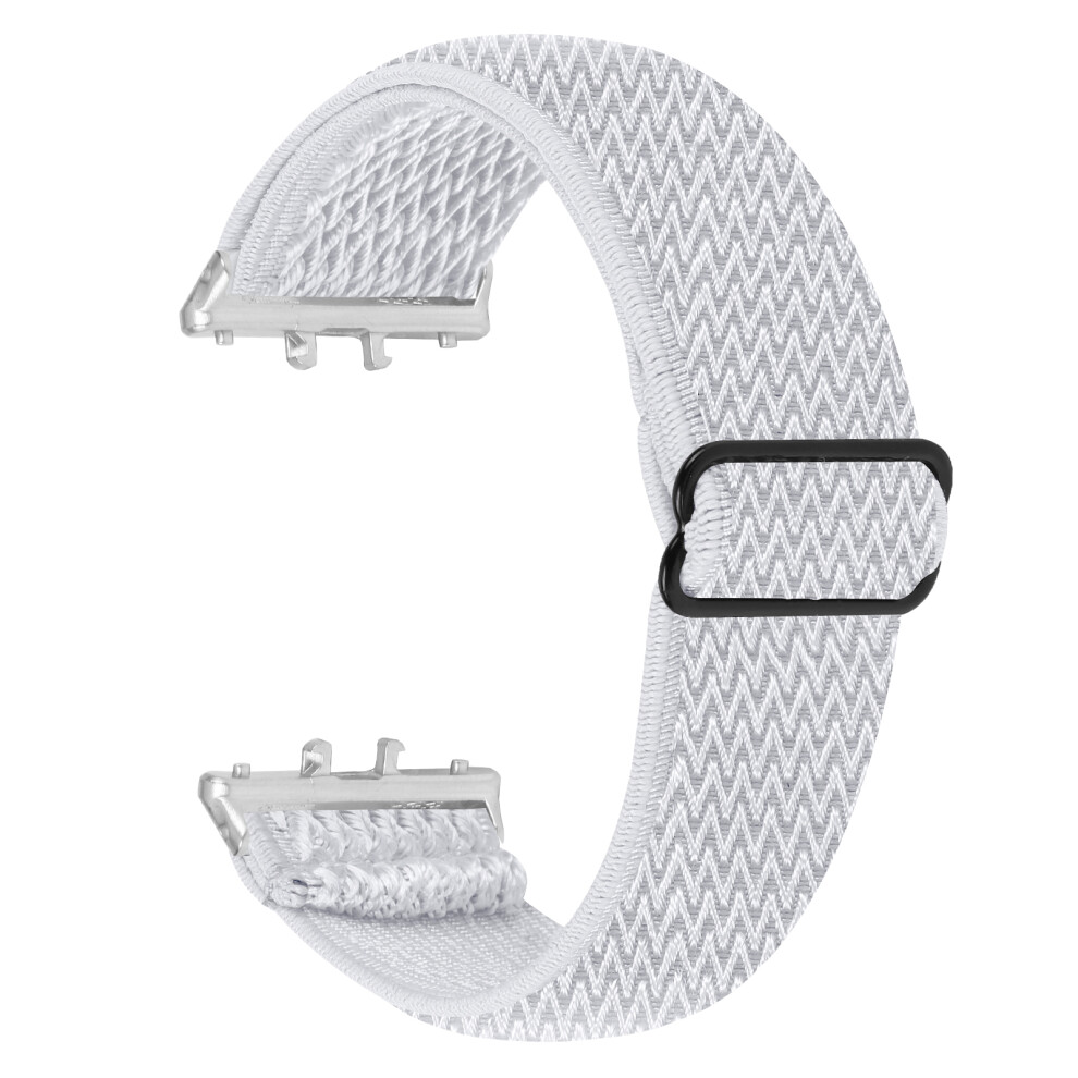 (White) For Honor Watch X5 Watch Band Wave Pattern Nylon Woven Strap With Silver Connector White,Silver 6914297894126