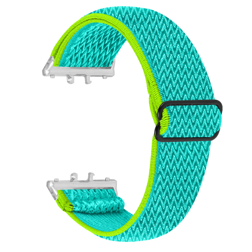 (Yellowgreen) For Honor Watch X5 Watch Band Wave Pattern Nylon Woven Strap With Connector Silver 6914297759555
