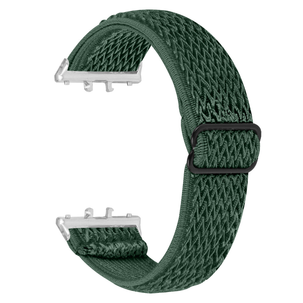 (Army Green) For Honor Watch X5 Watch Band Wave Pattern Nylon Woven Strap With Silver Connector Green,Silver 6914295181501