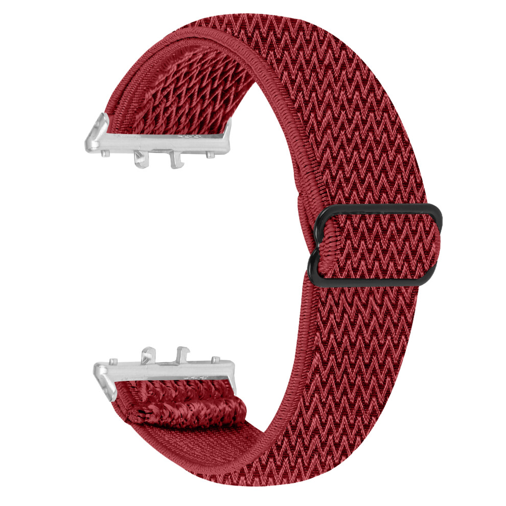 (Red) For Honor Watch X5 Watch Band Wave Pattern Nylon Woven Strap With Silver Connector Red,Silver 6914291867782