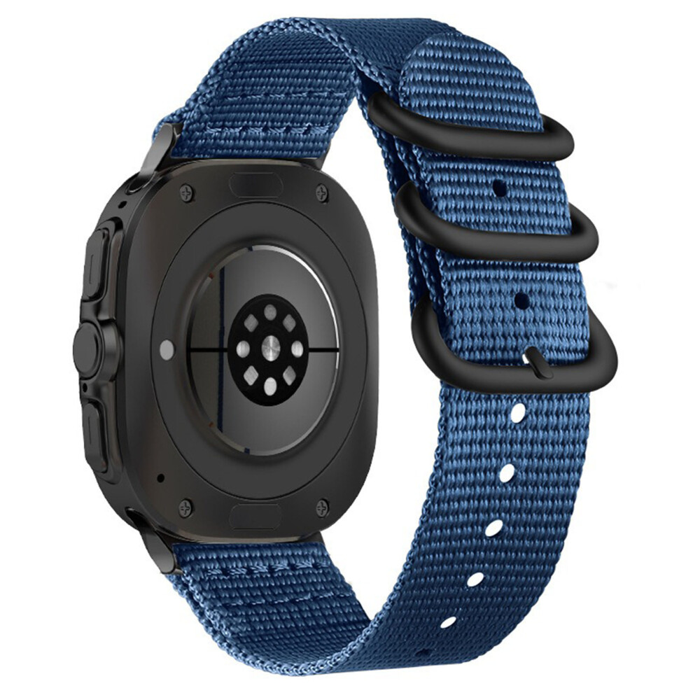 (Sapphire) Double Loop Nylon Watchband For Samsung Galaxy Watch Ultra (2025) 47Mm / Ultra 47Mm Black Buckle Braided Strap Blue,Black 6914294941311