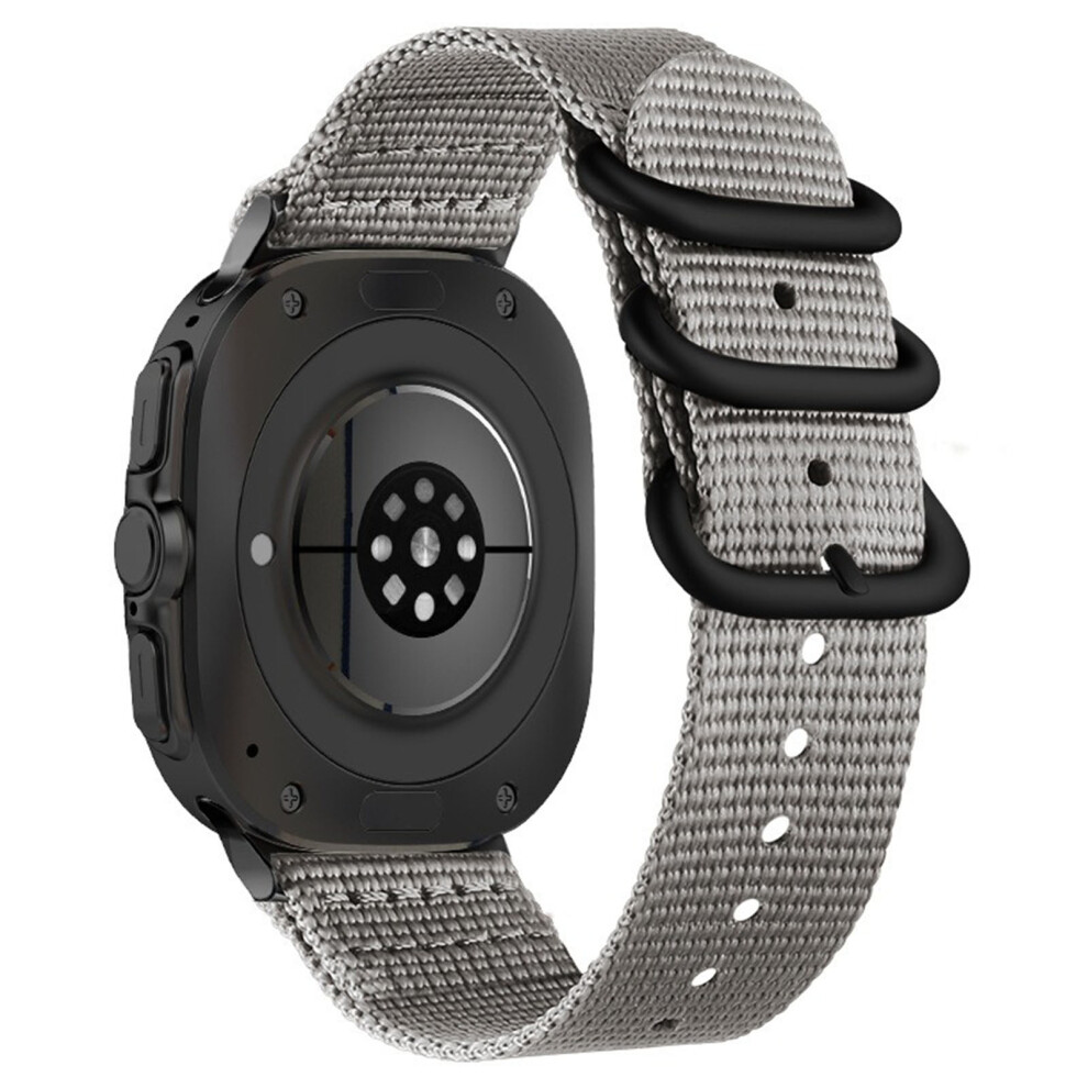 (Grey) Double Loop Nylon Watchband For Samsung Galaxy Watch Ultra (2025) 47Mm / Ultra 47Mm Black Buckle Braided Strap Black,Grey 6914296265842