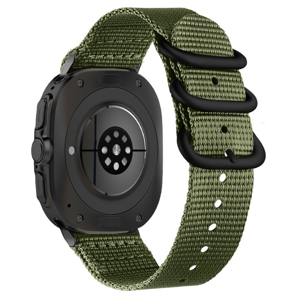 (Army Green) Double Loop Nylon Watchband For Samsung Galaxy Watch Ultra (2025) 47Mm / Ultra 47Mm Black Buckle Braided Strap Green,Black 6914299424536