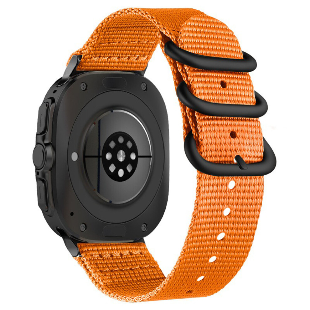 (Orange) Double Loop Nylon Watchband For Samsung Galaxy Watch Ultra (2025) 47Mm / Ultra 47Mm Black Buckle Braided Strap Orange,Black 6914293103239