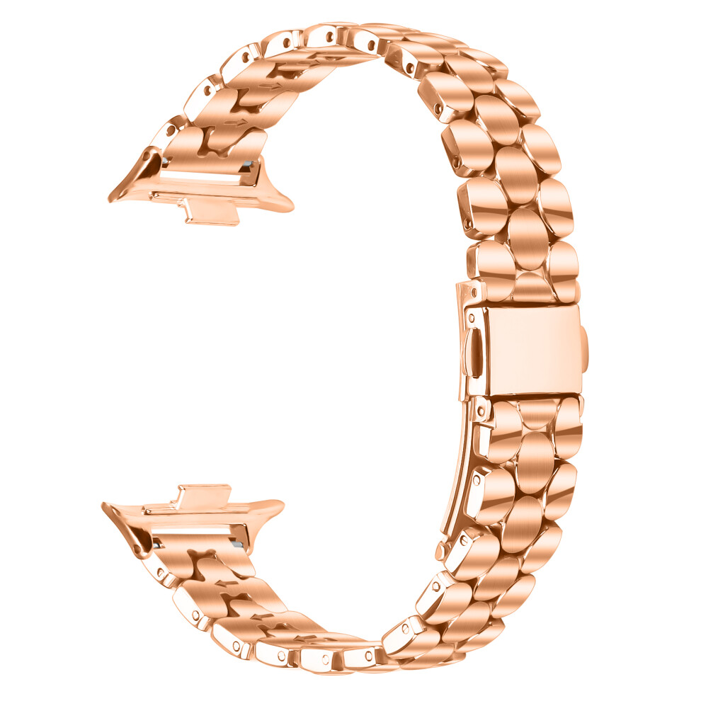 (Rose ) For Xiaomi Smart Band 9 Pro / 8 Pro Watch Band Pearl-Shape Stainless Steel Electroplating Wrist Strap Gold 6914299610588