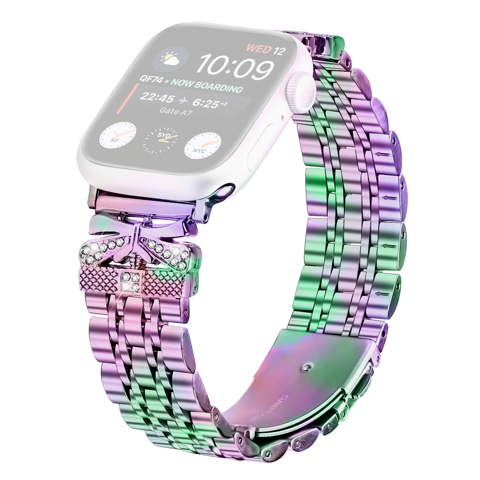 (Multi-Color) Watch Strap For Apple Watch Series 11 10 42Mm / 9 8 7 41Mm / Se3 Se2 Se 6 5 4 40Mm / 3 2 1 38Mm Rhinestone Butterfly Dec 6914291068493