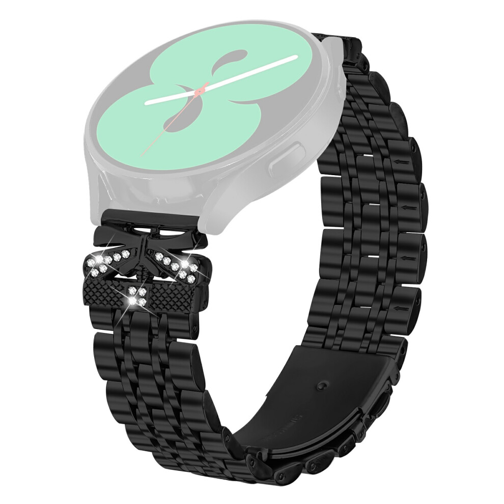 (Black) Metal Watch Band For Huami Amazfit Gts 3 / 2E / 2 Rhinestone Butterfly Decor Stainless Steel Wrist Band Black 6914298857373
