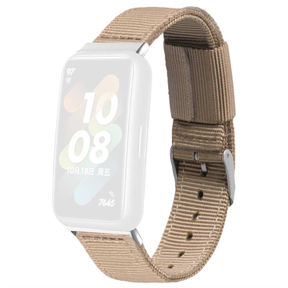 (Khaki) For Honor Band 10 / 9 Woven Nylon Watch Band Pin Buckle Strap 6914297048949