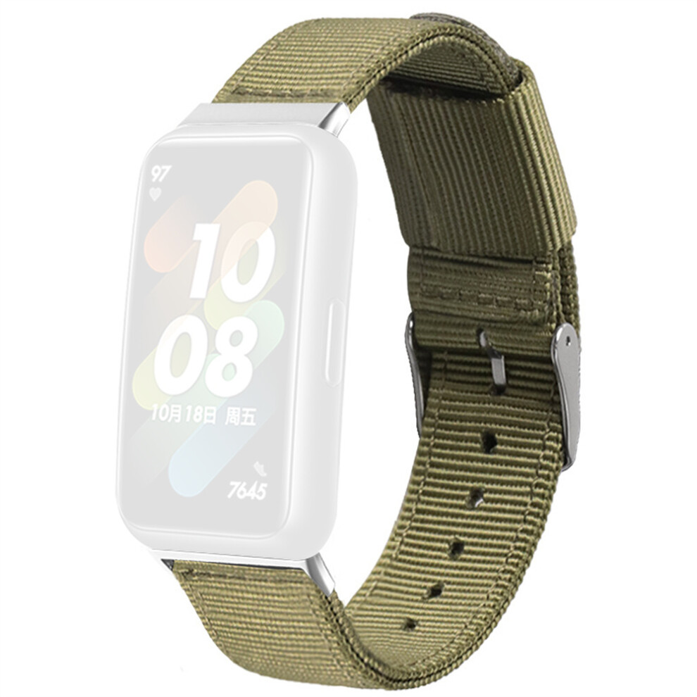 (Army ) For Honor Band 10 / 9 Woven Nylon Watch Band Pin Buckle Strap Green 6914294183476