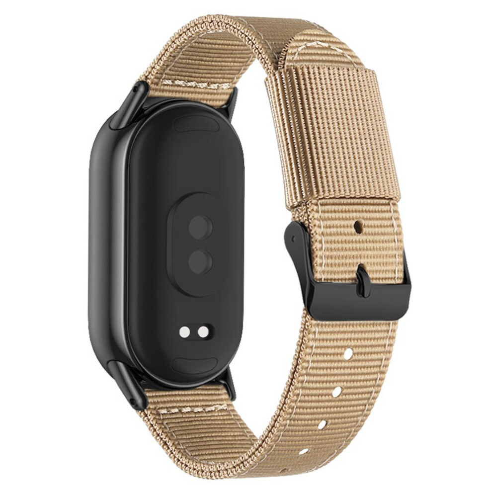 (Khaki) For Xiaomi Smart Band 10 / 9 / 8 Woven Nylon Watch Band Pin Buckle Strap 6914295949071