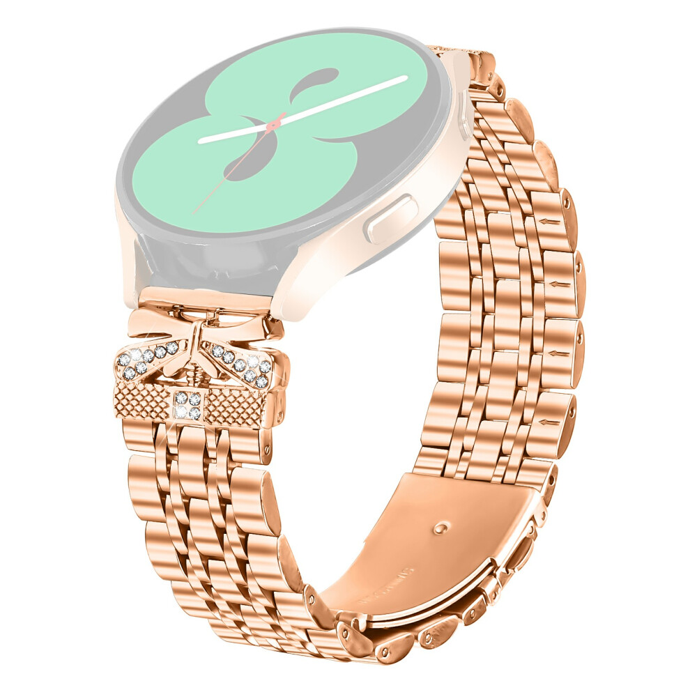 (Rose ) Watch Strap For Samsung Galaxy Watch3 41Mm / Active2 44Mm / 40Mm Rhinestone Butterfly Decor Stainless Steel Band Gold 6914291028756