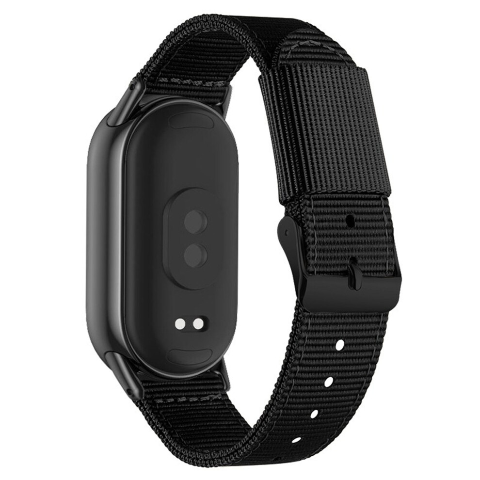 (Black) For Xiaomi Smart Band 10 / 9 / 8 Woven Nylon Watch Band Pin Buckle Strap Black 6914295550871