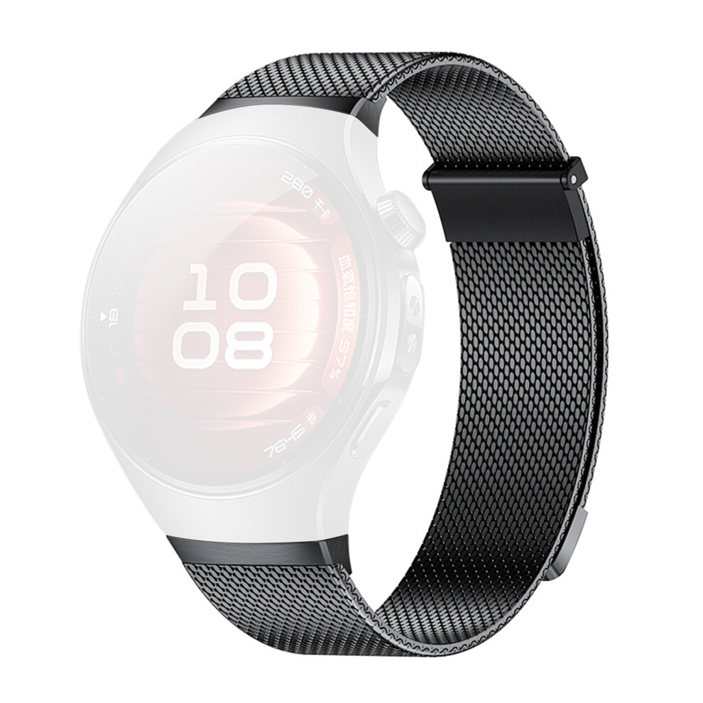 (Black) For Huawei Watch 5 42Mm Magnetic Milanese Loop Band Push Button Quick Release Seamless Stainless Steel Watch Strap Black 6914294881594