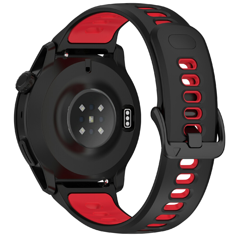 (Black / Red) 22Mm Dual Color Silicone Strap For Coros Pace 4 Quick Release Watch Band With Snap Button Black,Red 6914294194670
