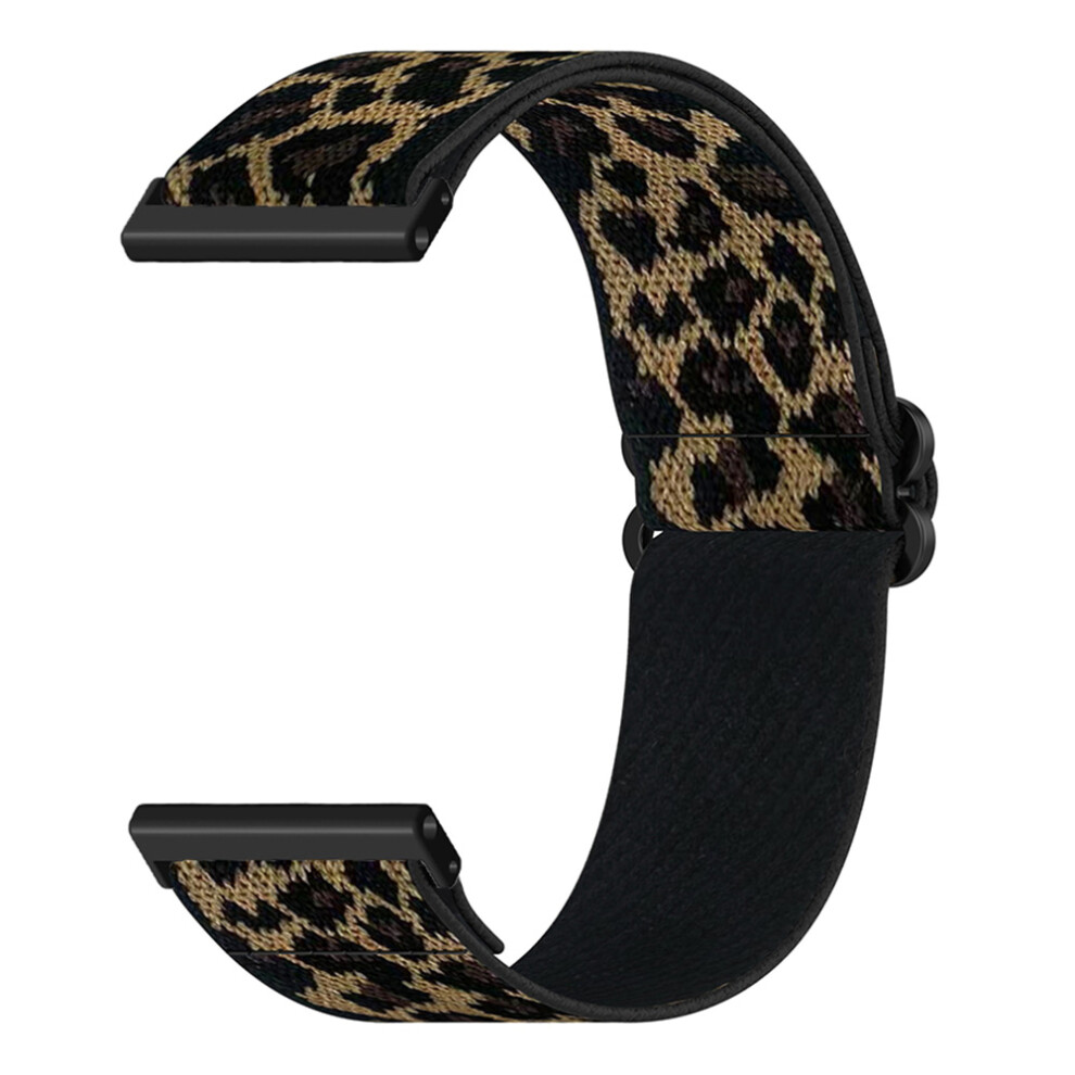 (Leopard Print) 24Mm Elastic Wrist Strap For Coros Nomad / Apex 46Mm Nylon Braided Watch Band With Slide Clasp 6914298558072