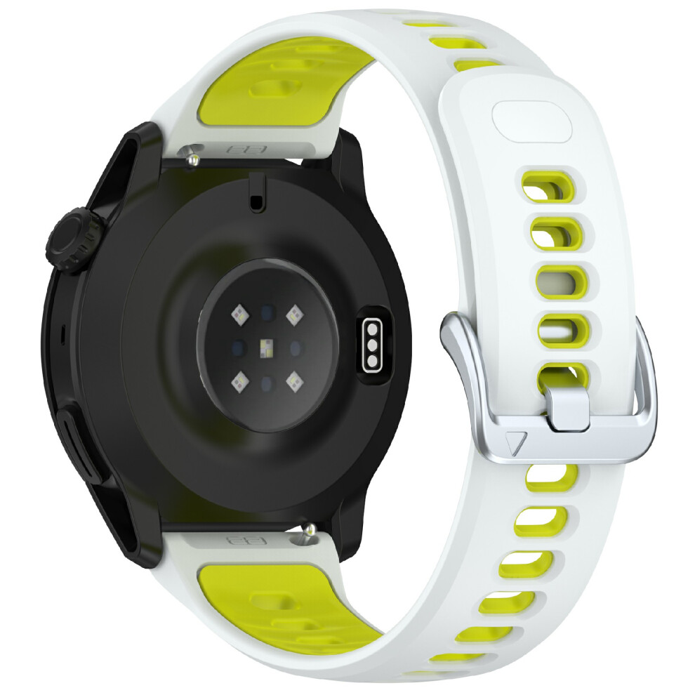 ( / Lime) 22Mm Dual Color Silicone Strap For Coros Pace 4 Quick Release Watch Band With Snap Button White 6914293983688