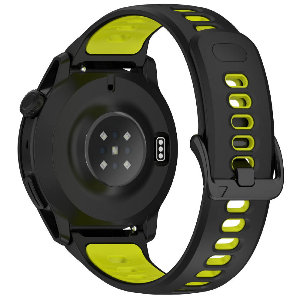 ( / Lime) 22Mm Dual Color Silicone Strap For Coros Pace 4 Quick Release Watch Band With Snap Button Black 6914292563744