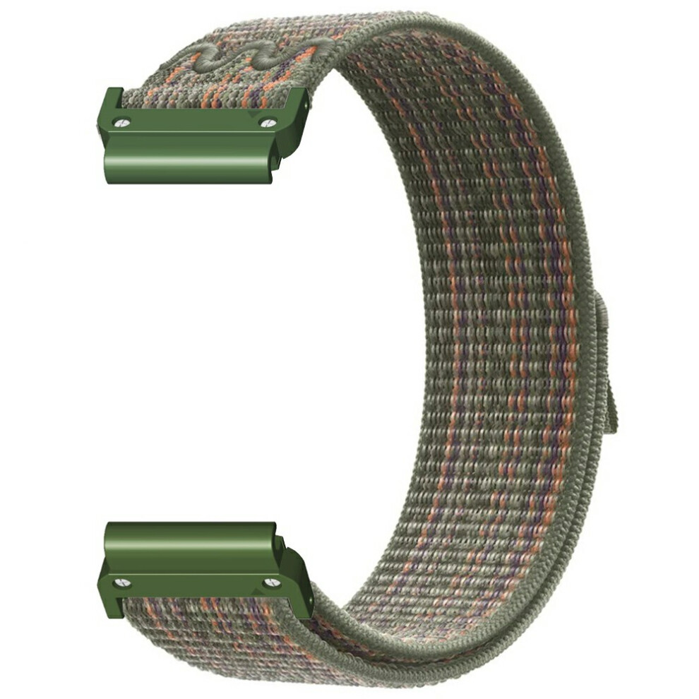 (Dark Green Orange) For Huami Amazfit T-Rex Ultra 2 26Mm Embroidered Nylon Strap Replacement Loop Watch Band Green,Orange 6914293046109