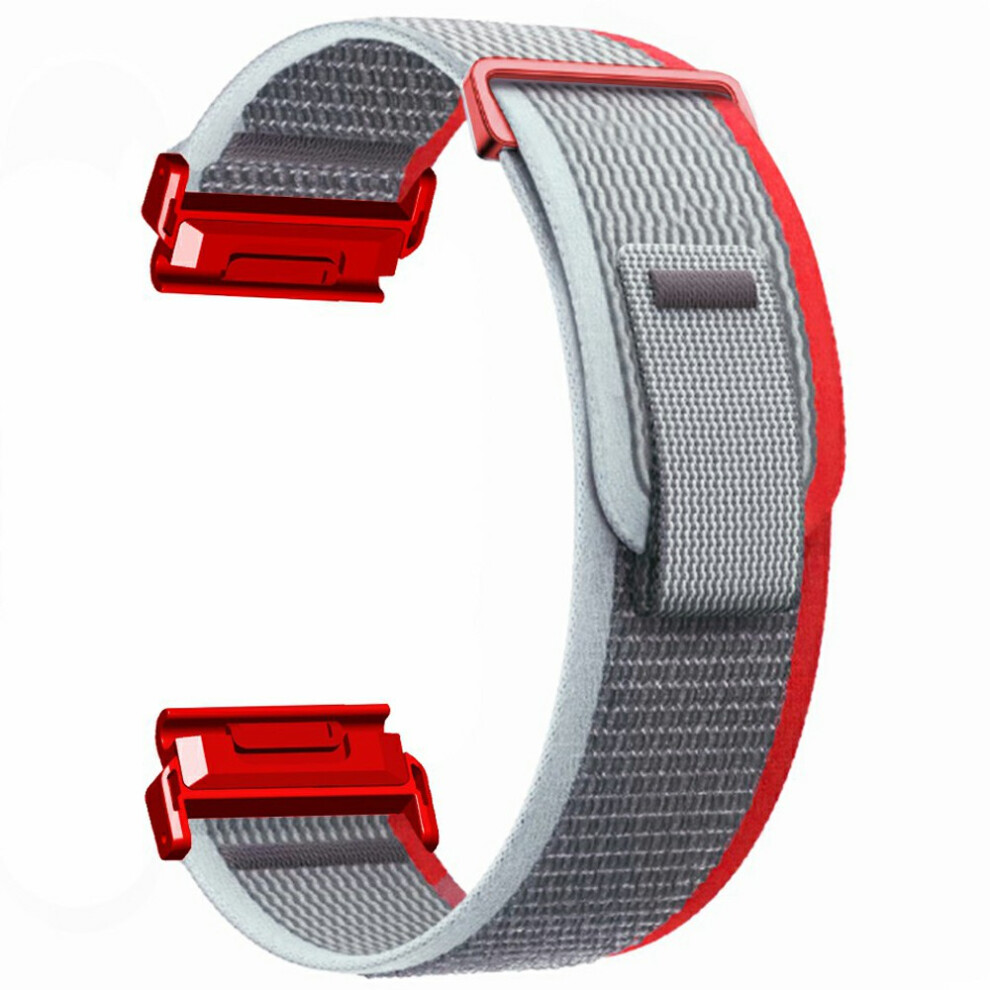 (Red / Grey / Red Connector) For Huami Amazfit T-Rex Ultra 2 26Mm Nylon Watch Strap Loop Fastener Wrist Band With Pc Connector Red,Grey 6914299026686