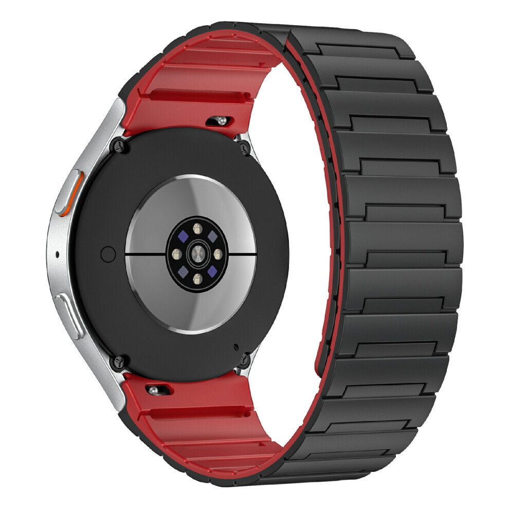 (Black / Red) Magnetic Buckle Watch Strap For Samsung Galaxy Watch7 / Watch6 / Watch5 / Watch4 Silicone Sport Band Black,Red 6914297506203