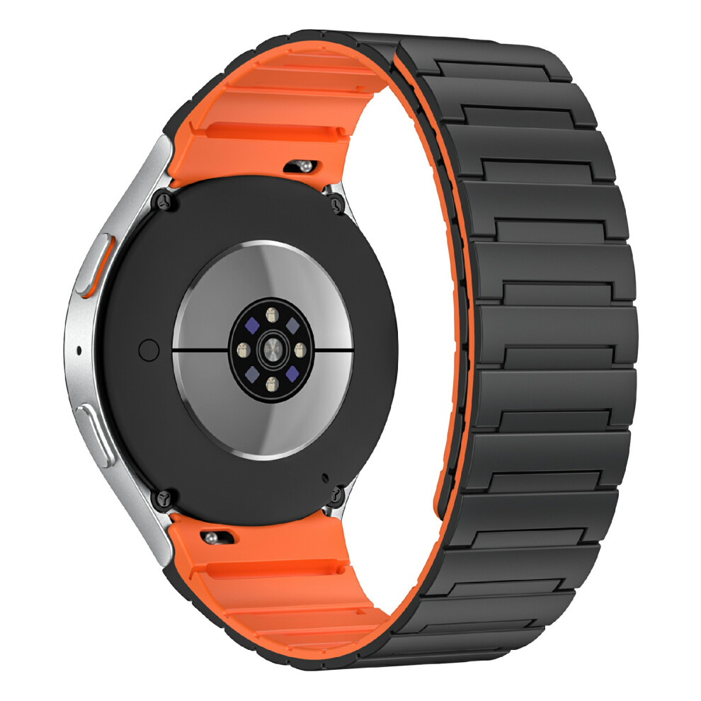 (Black / Orange) Magnetic Buckle Watch Strap For Samsung Galaxy Watch7 / Watch6 / Watch5 / Watch4 Silicone Sport Band Orange,Black 6914298355008