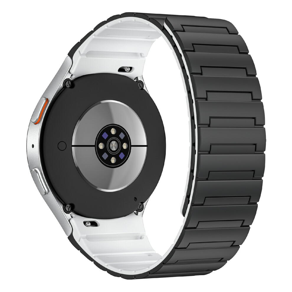 (Black / White) Magnetic Buckle Watch Strap For Samsung Galaxy Watch7 / Watch6 / Watch5 / Watch4 Silicone Sport Band White,Black 6914296130867