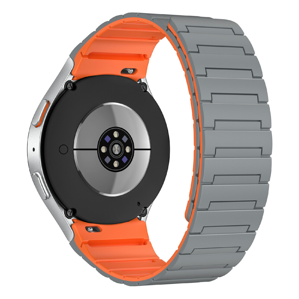(Grey / Orange) Magnetic Buckle Watch Strap For Samsung Galaxy Watch7 / Watch6 / Watch5 / Watch4 Silicone Sport Band Orange,Grey 6914295870009