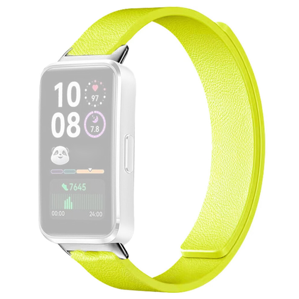 (Fluorescent ) Silicone Magnetic Strap For Huawei Band 11 Pro Nfc / 11 Nfc / 11 Pro / 11 Litchi Texture Watch Band Green 6914296944204